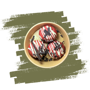 Beignets framboises, chocolat blanc et noir